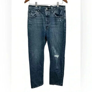 LEVIS 501 Distressed High Rise Straight Leg Jeans size 29” inseam 28”